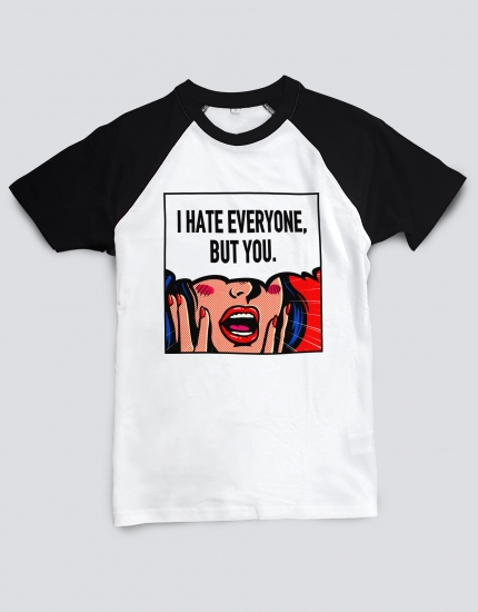 Μπλουζάκι baseball με τύπωμα I hate everyone