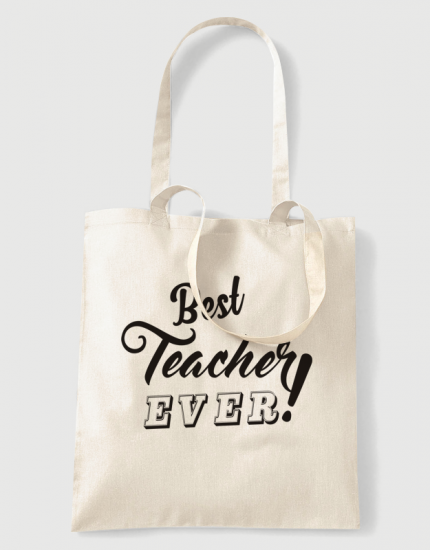 Υφασμάτινη τσάντα με στάμπα Best teacher ever