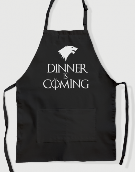 Ποδιά μαγειρικής με εκτύπωση Dinner is coming