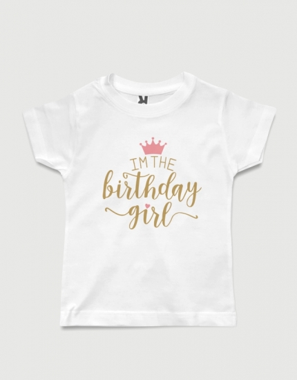 παιδικό μπλουζάκι μαύρο με στάμπα I am the Birthday Girl