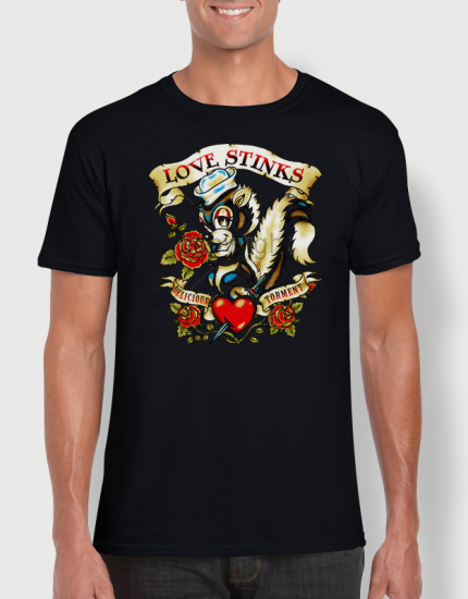 ανδρικό t-shirt μαύρο με στάμπα Love stinks
