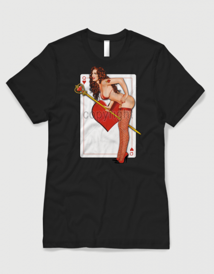 ανδρικό t-shirt μαύρο με στάμπα Queen of hearts