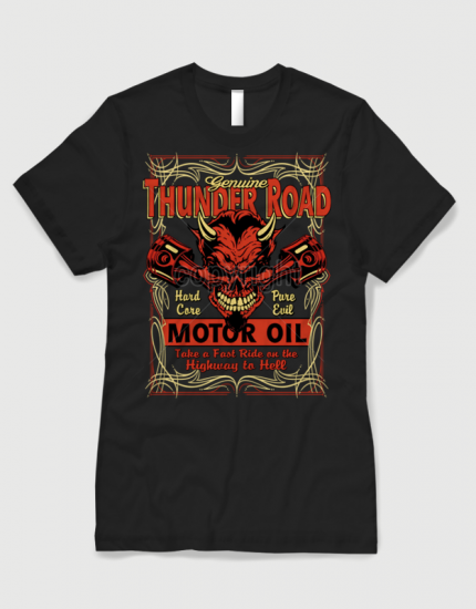 ανδρικό t-shirt μαύρο με στάμπα Thunder road