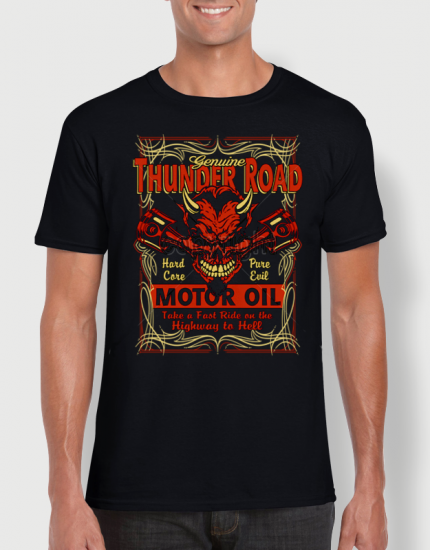 ανδρικό t-shirt μαύρο με στάμπα Thunder road
