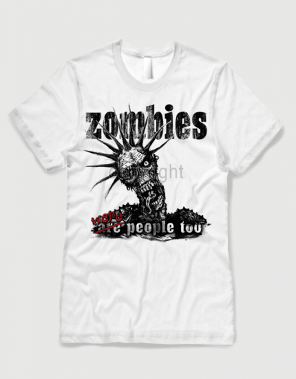 ανδρικό t-shirt  λευκό με στάμπα Zombies were humans too