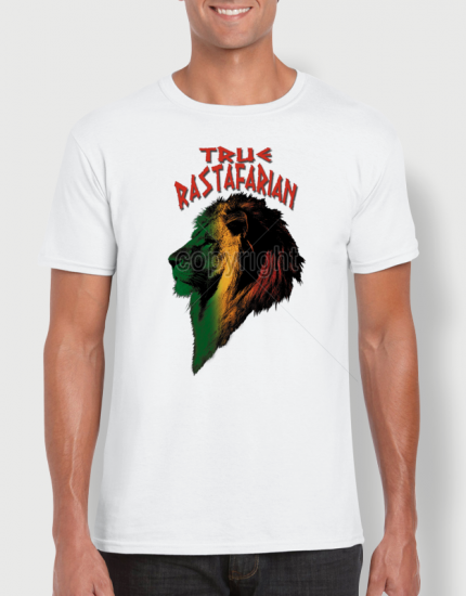 ανδρικό t-shirt  λευκό με στάμπα True Rastafarian