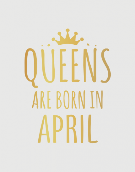 λευκό παιδικό μπλουζάκι με στάμπα Queens are born in April