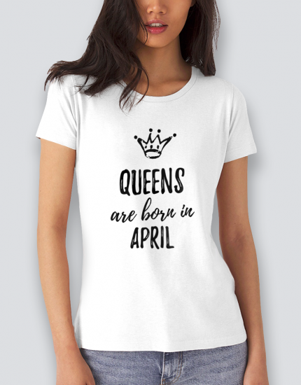 Μπλουζάκι με τύπωμα Queens are born in April
