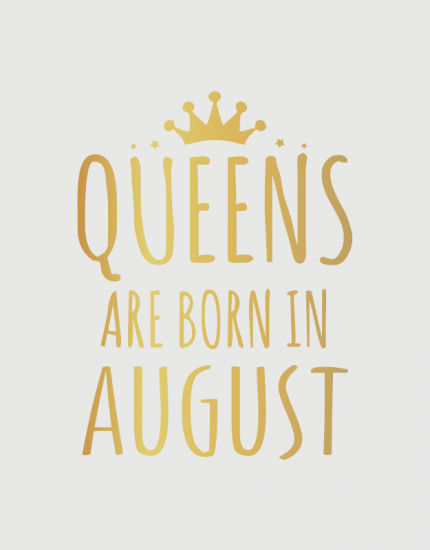 λευκό παιδικό μπλουζάκι με στάμπα Queen are born in August
