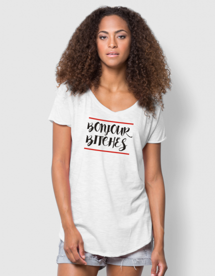 Μπλουζάκι με στάμπα Bonjour Bitches