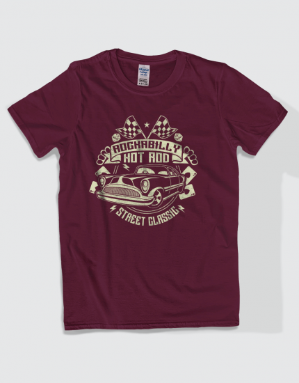 Μπλουζάκι με στάμπα Rockabilly Hot rod