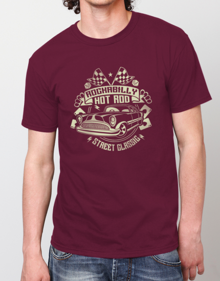 Μπλουζάκι με στάμπα Rockabilly Hot rod