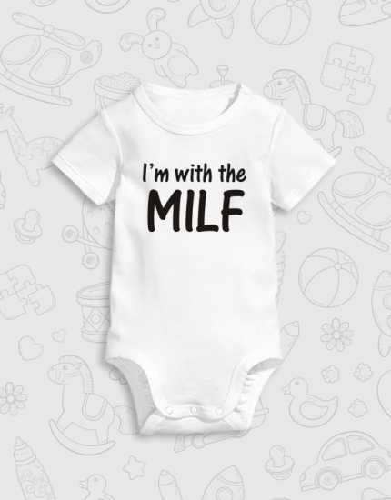 παιδικό φορμάκι με τύπωμα I am with the milf
