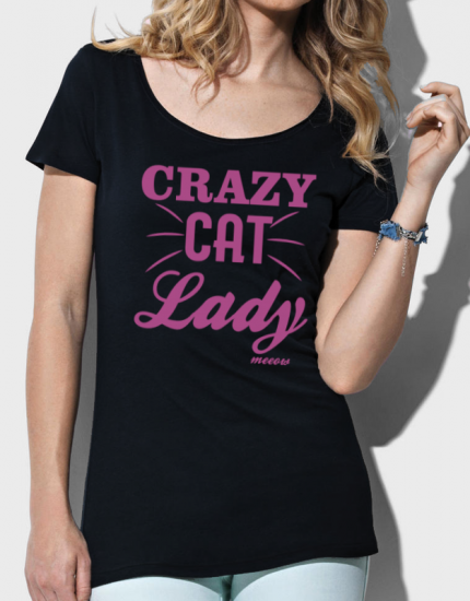 Μπλουζάκι με στάμπα Crazy Cat Lady