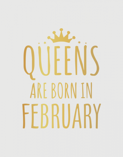 λευκό παιδικό μπλουζάκι με στάμπα Queens are born in February