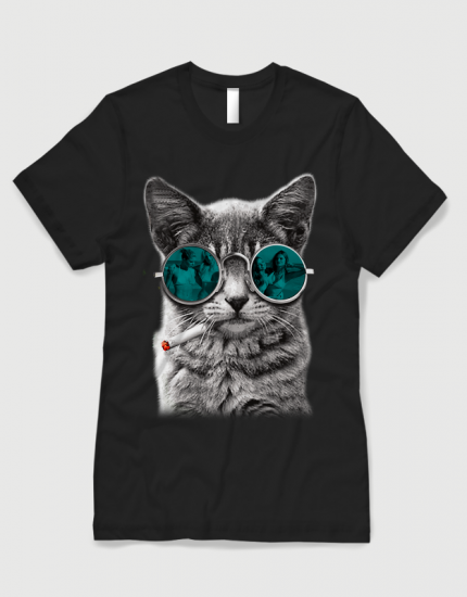Μπλουζάκι με στάμπα Smoking Cat