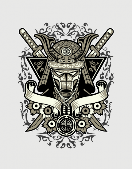 Hoodied φούτερ με στάμπα Samurai