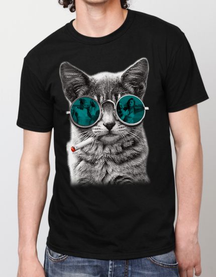 Μπλουζάκι με στάμπα Smoking Cat