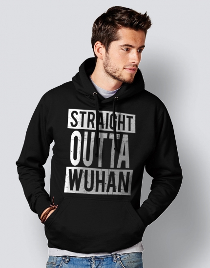 Premium hoodie με τύπωμα Straight Outta Wuhan