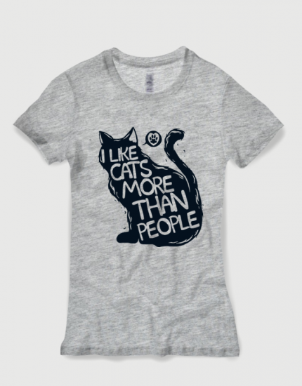 Μπλουζάκι με τύπωμα I like cats more than people