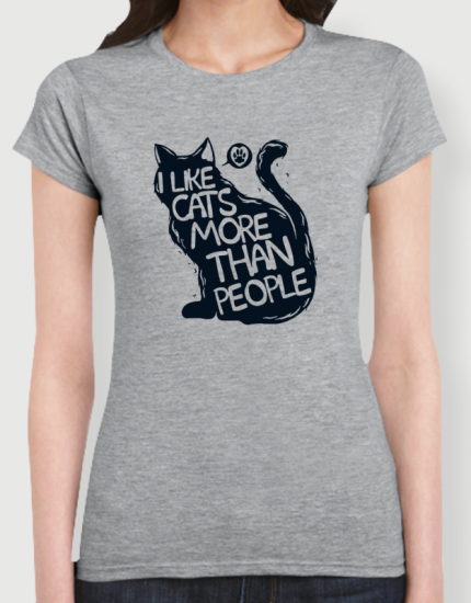 Μπλουζάκι με τύπωμα I like cats more than people