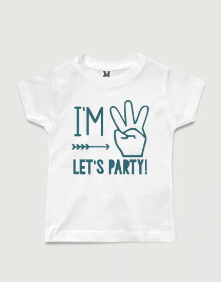 Μπλουζάκι με στάμπα I am three Let's party