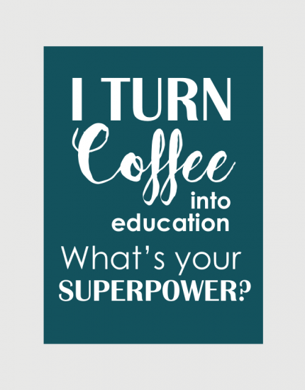 Υφασμάτινη τσάντα με στάμπα I turn coffee into education