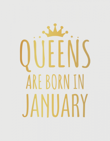 λευκό παιδικό μπλουζάκι με στάμπα Queens are born in January