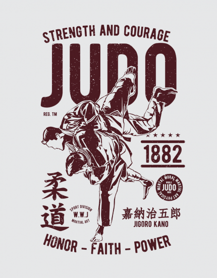 Μπλουζάκι με τύπωμα Judo - Strength and Courage