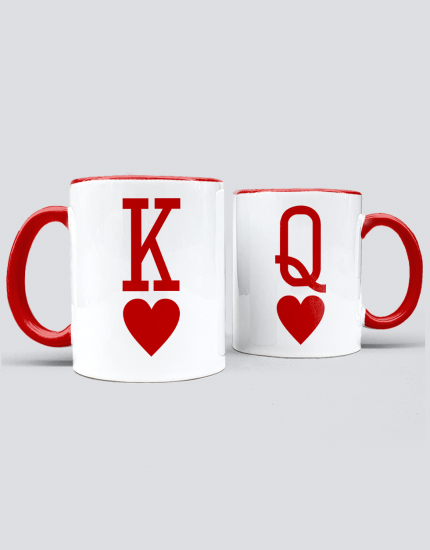 Κούπες κεραμικές με τύπωμα King and Queen of Hearts