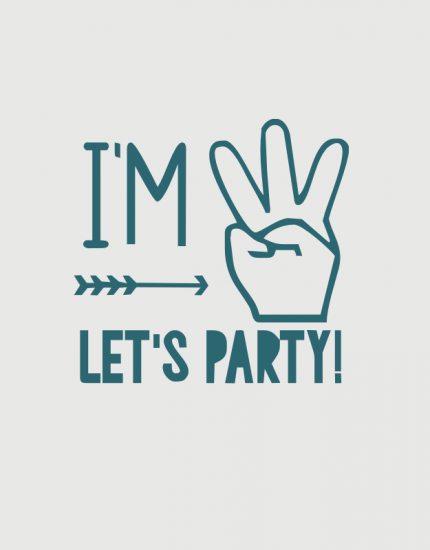 Μπλουζάκι με στάμπα I am three Let's party
