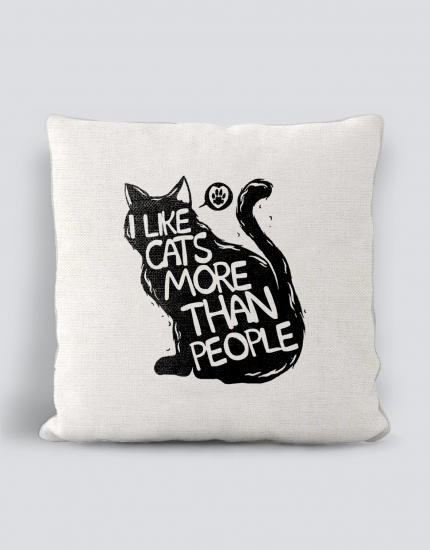 Μαξιλάρι με τύπωμα I like cats more than people