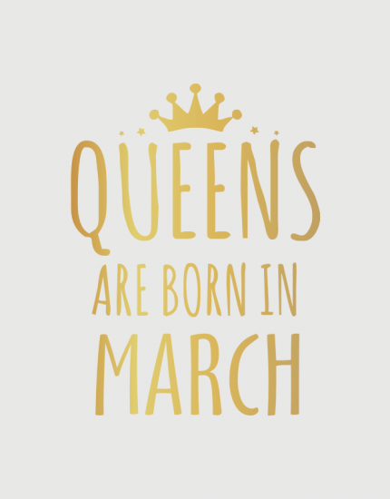 λευκό παιδικό μπλουζάκι με στάμπα Queens are born in March
