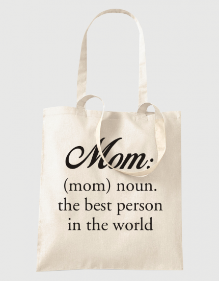 Υφασμάτινη τσάντα με στάμπα Mom: the best person