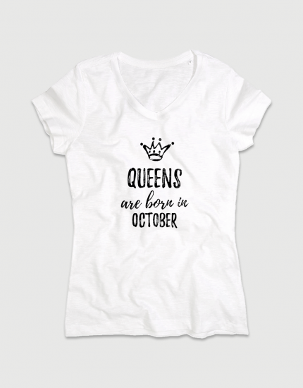 Μπλουζάκι με τύπωμα Queens are born in October 