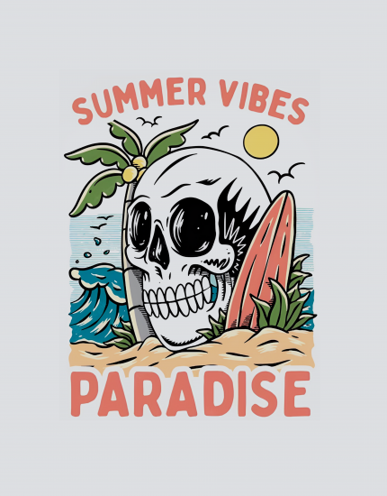 Μπλουζάκι με στάμπα Summer Vibes Paradise 