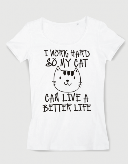Μπλουζάκι με στάμπα I work so hard so my cat...