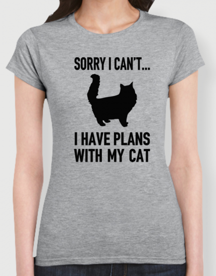 Μπλουζάκι με τύπωμα Ι have plans with my cat