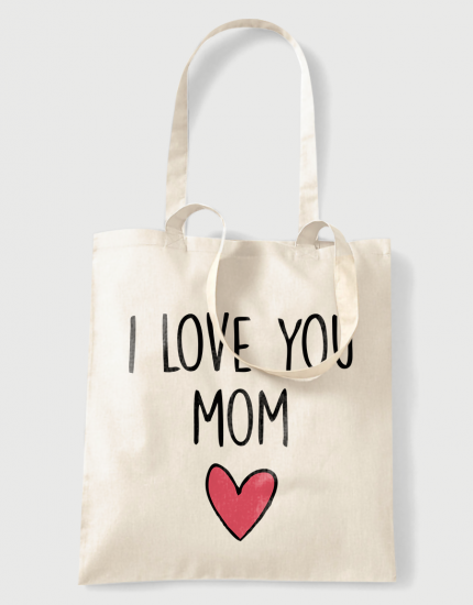 Υφασμάτινη τσάντα με στάμπα I love you mom