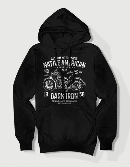 Hoodied φούτερ με στάμπα Native American - Dark Iron