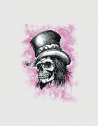 ανδρικό t-shirt μαύρο με στάμπα Skull tophat pink cloud