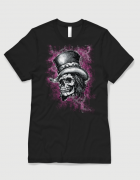 ανδρικό t-shirt μαύρο με στάμπα Skull tophat pink cloud