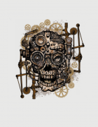ανδρικό t-shirt μαύρο με στάμπα Skull gears and sprockets