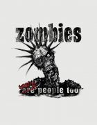 ανδρικό t-shirt  λευκό με στάμπα Zombies were humans too
