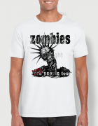 ανδρικό t-shirt  λευκό με στάμπα Zombies were humans too
