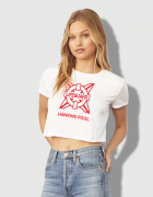 Μπλουζάκι crop top με τύπωμα Hawkins Pool