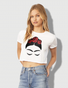 Μπλουζάκι crop top με τύπωμα Frida