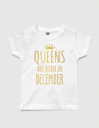 λευκό παιδικό μπλουζάκι με στάμπα Queen are born in December