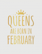 λευκό παιδικό μπλουζάκι με στάμπα Queens are born in February