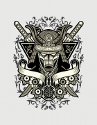 Hoodied φούτερ με στάμπα Samurai